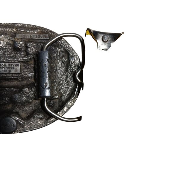 Vintage Western Cowboy Belt Buckle 1983 Bergamont Brass Works Proud Veteran - Picture 5 of 5